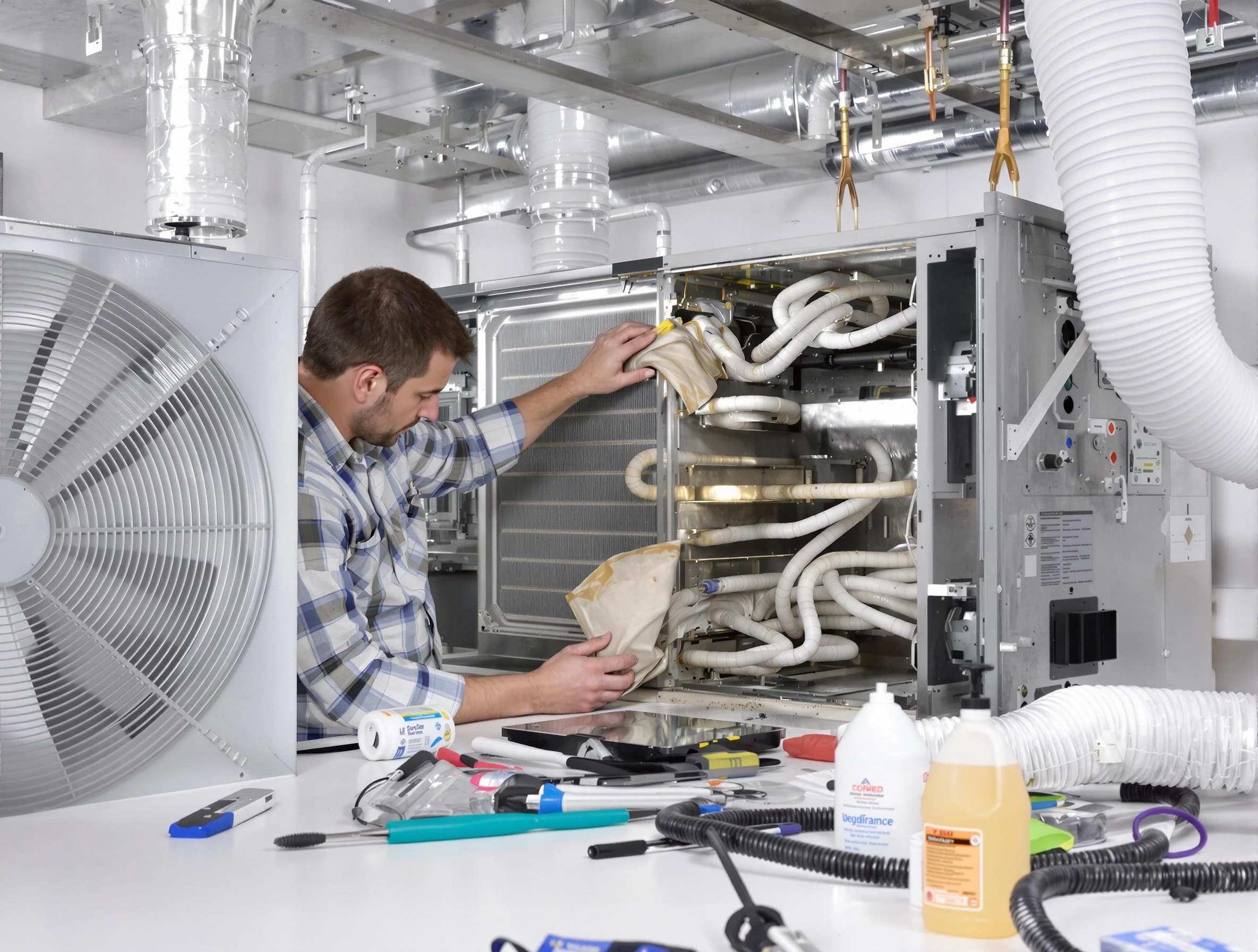 Mansfield Air Duct Cleaning specialist performing precision AC coil cleaning in Mansfield