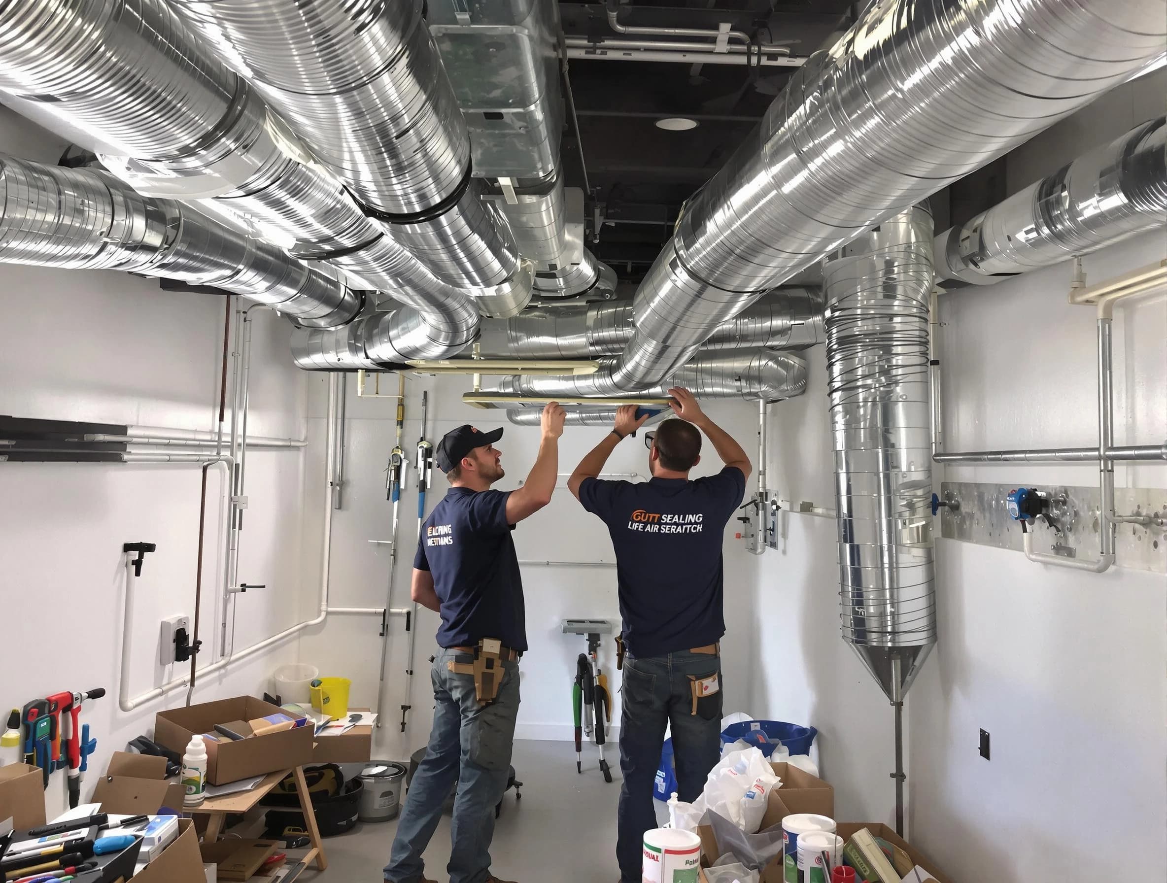 Mansfield Air Duct Cleaning technician applying professional duct sealing solutions in Mansfield