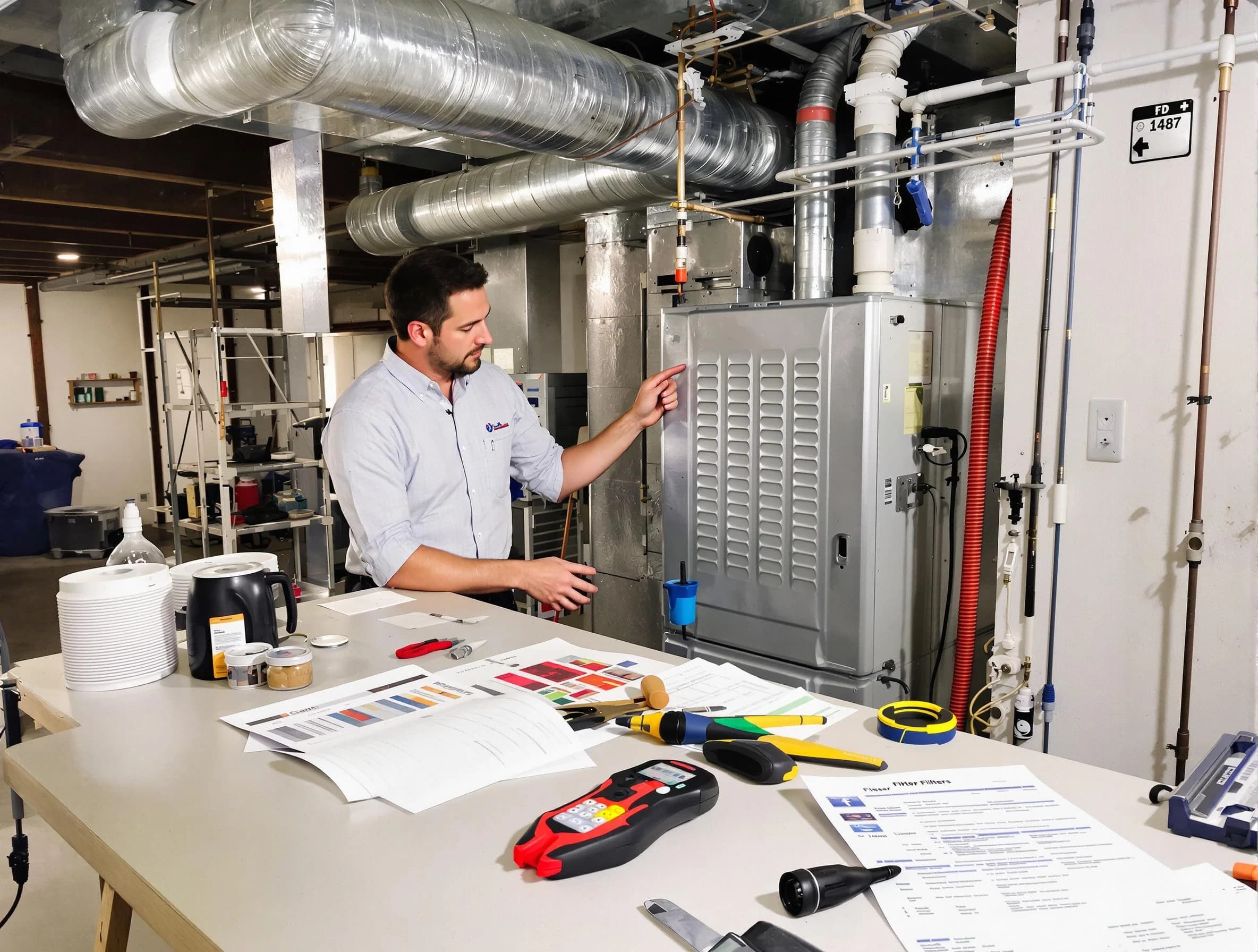 Mansfield Air Duct Cleaning inspector conducting detailed filter system evaluation using professional diagnostic tools in Mansfield