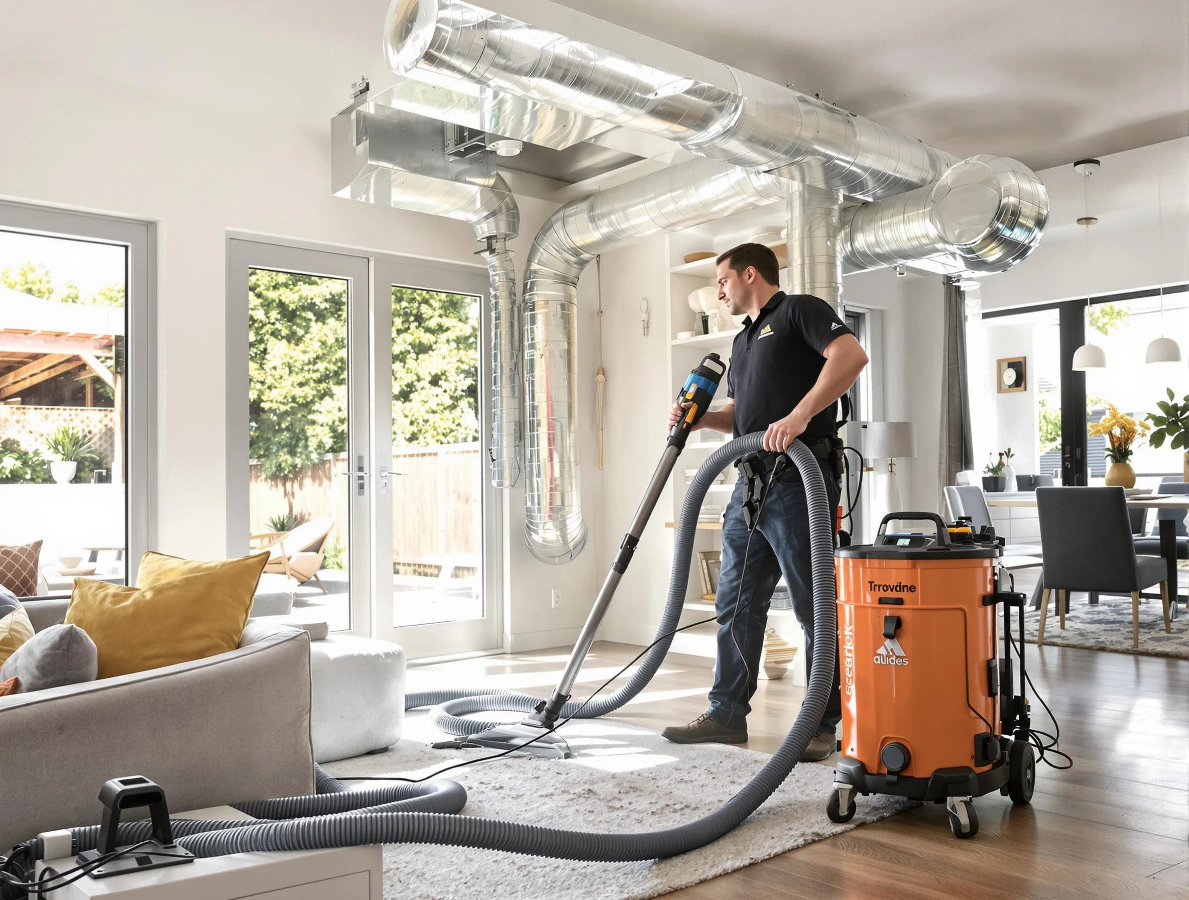 Mansfield Air Duct Cleaning specialist performing thorough residential duct cleaning using advanced equipment in Mansfield