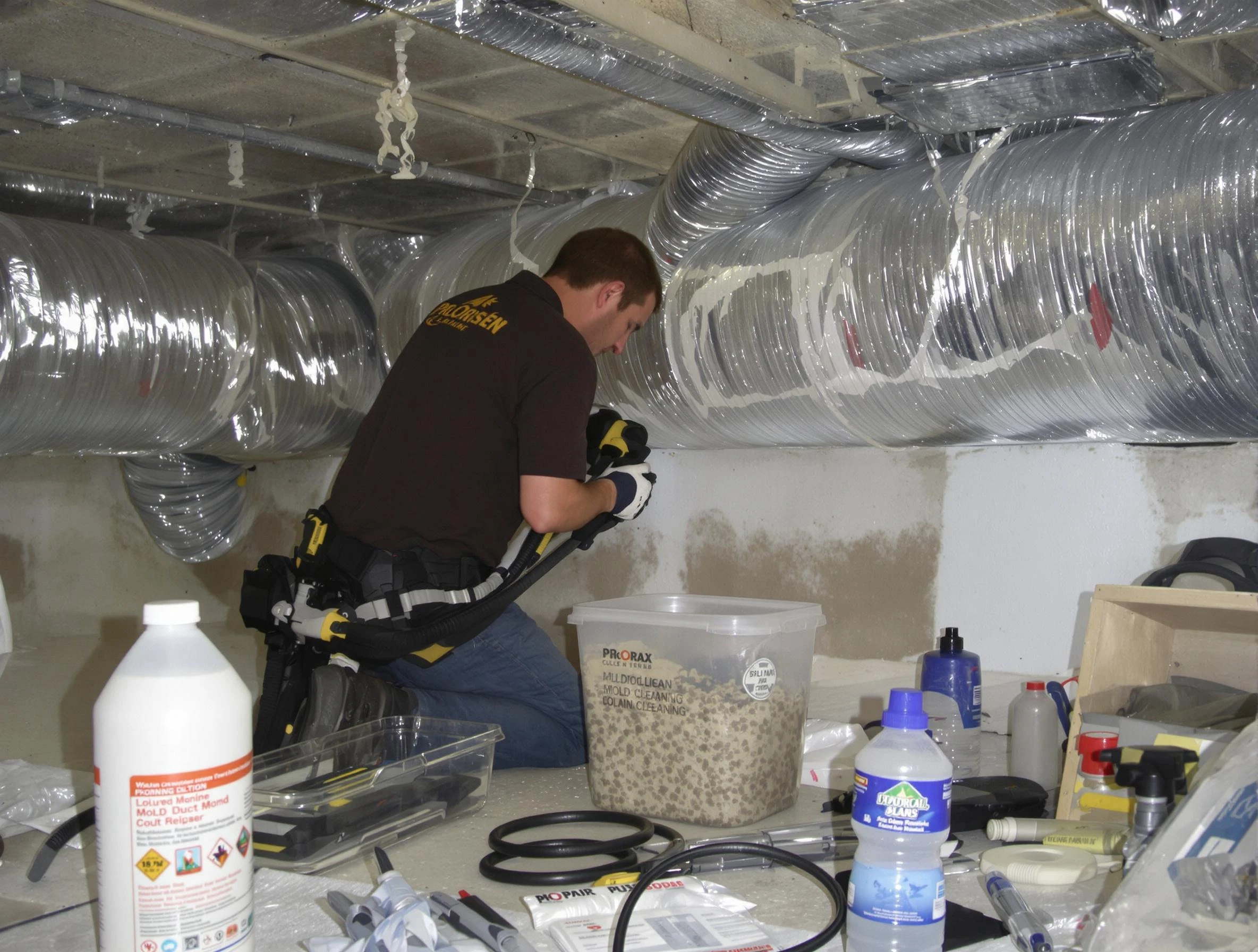Mansfield Air Duct Cleaning specialist performing professional mold removal from air ducts in Mansfield
