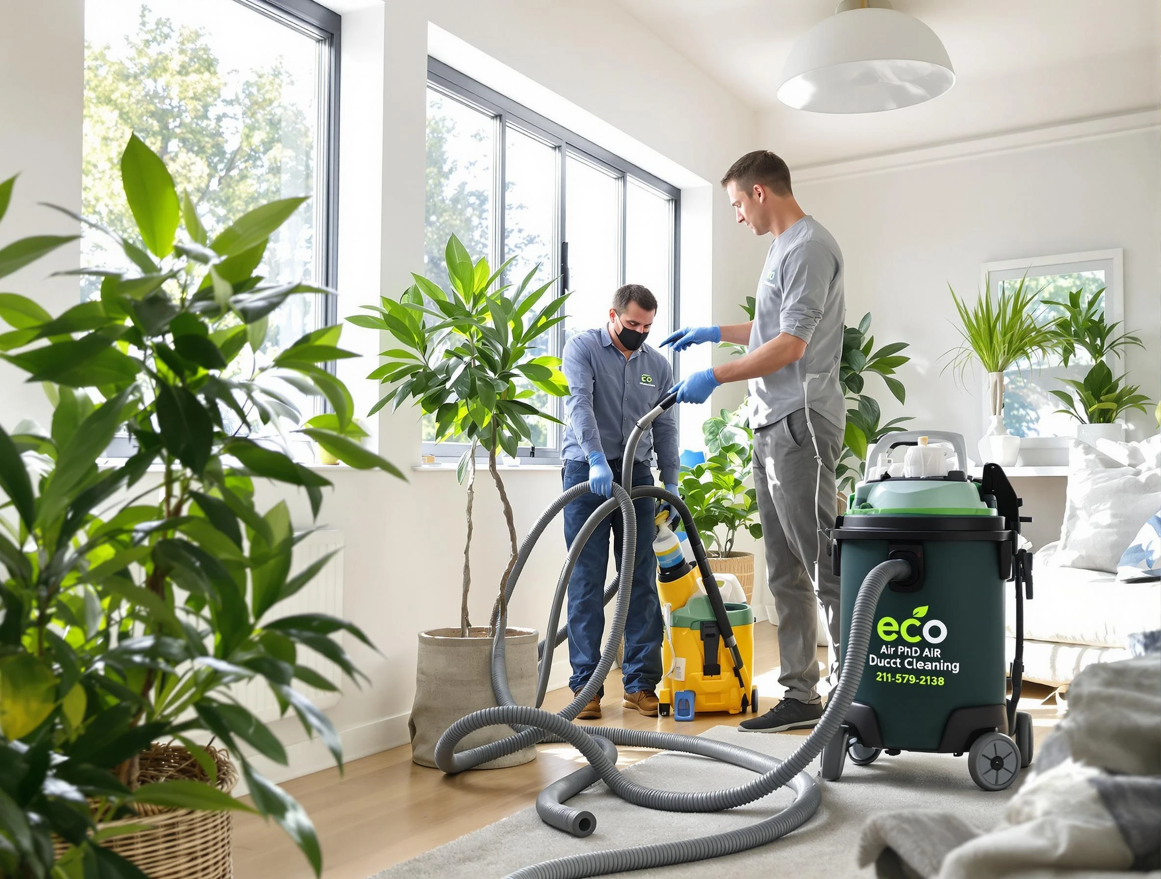 Mansfield Air Duct Cleaning technician performing eco-friendly duct cleaning using sustainable methods in Mansfield