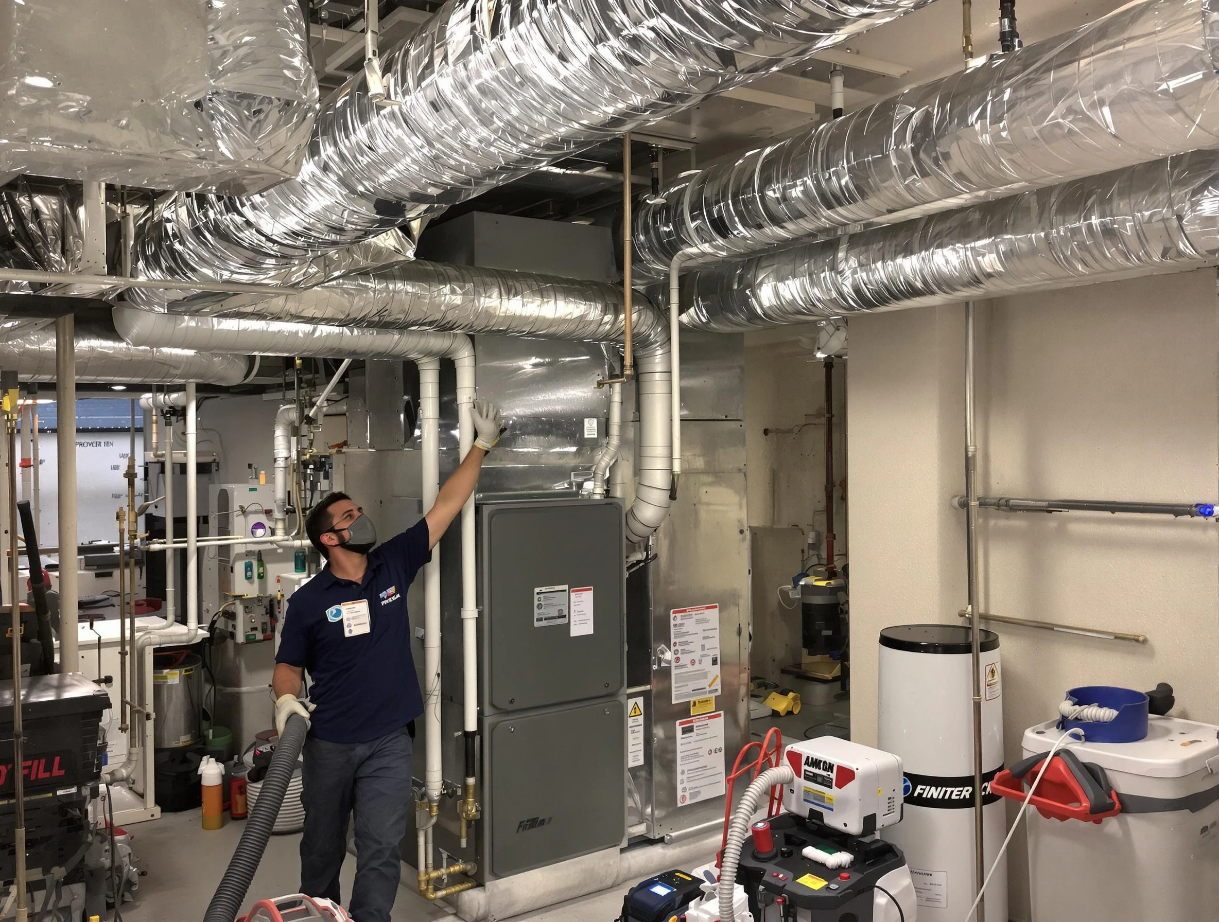 Mansfield Air Duct Cleaning specialist performing thorough furnace duct cleaning in a Mansfield residence