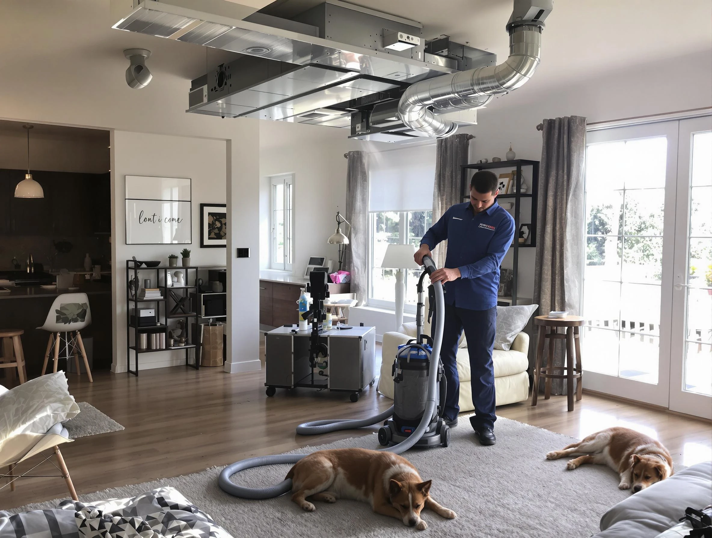 Mansfield Air Duct Cleaning technician performing detailed indoor duct cleaning for improved air quality in Mansfield
