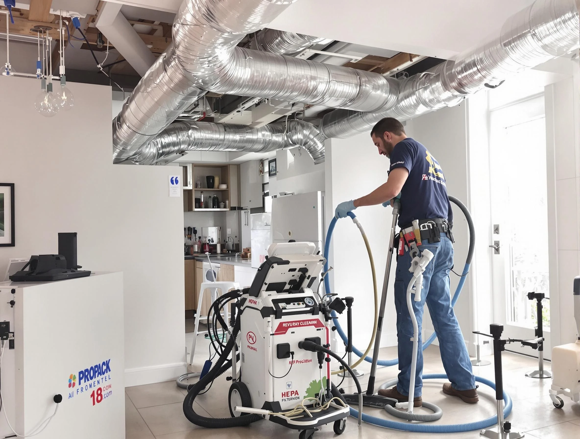 Mansfield Air Duct Cleaning technician performing advanced pure duct cleaning with specialized equipment in Mansfield